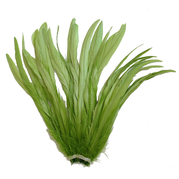 25pcs 16-18" Lime Green Bleach-Dyed Rooster Coque Tail Feathers