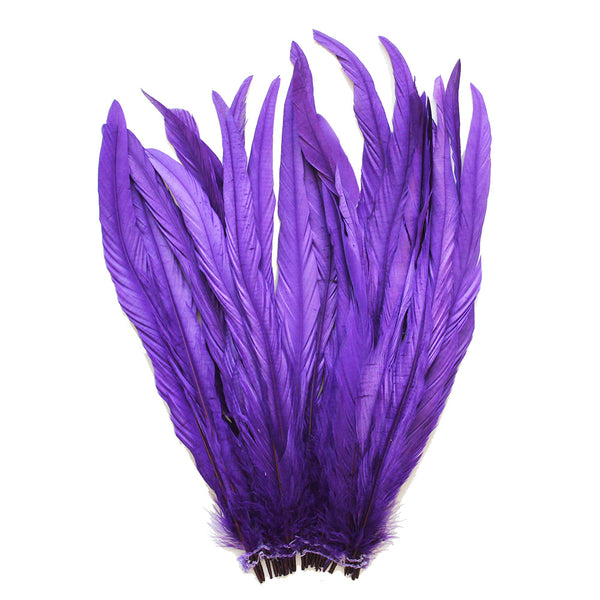 25pcs 12-14" Purple Bleach-Dyed Rooster Coque Tail Feathers