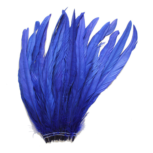 25pcs 12-14" Royal Blue Bleach-Dyed Rooster Coque Tail Feathers