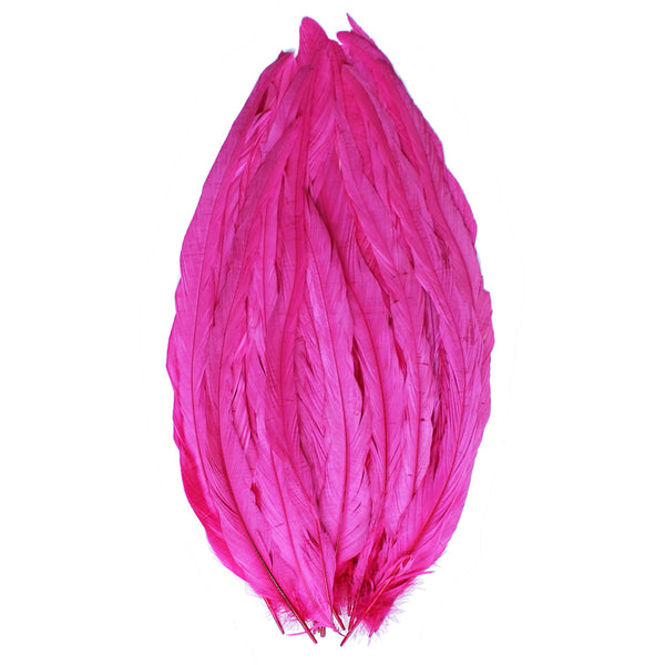 25pcs 16-18" Hot Pink Bleach-Dyed Rooster Coque Tail Feathers