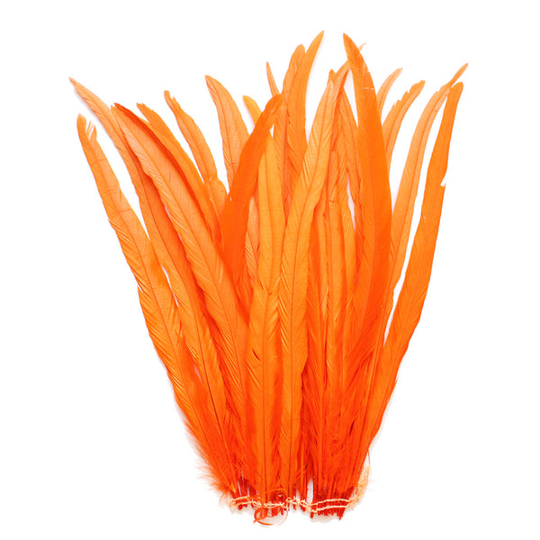 25pcs 16-18" Orange Bleach-Dyed Rooster Coque Tail Feathers