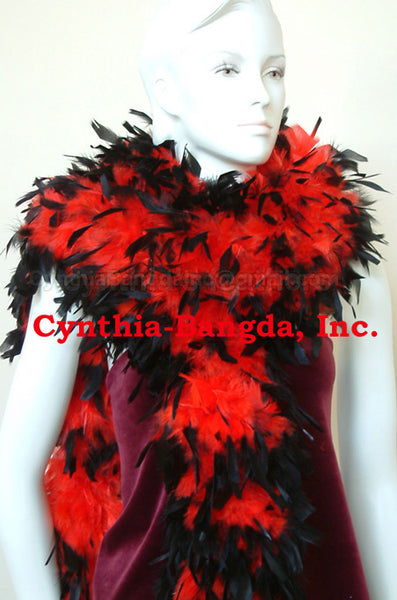 180 Grams Red With Black Tips Chandelle Feather Boa