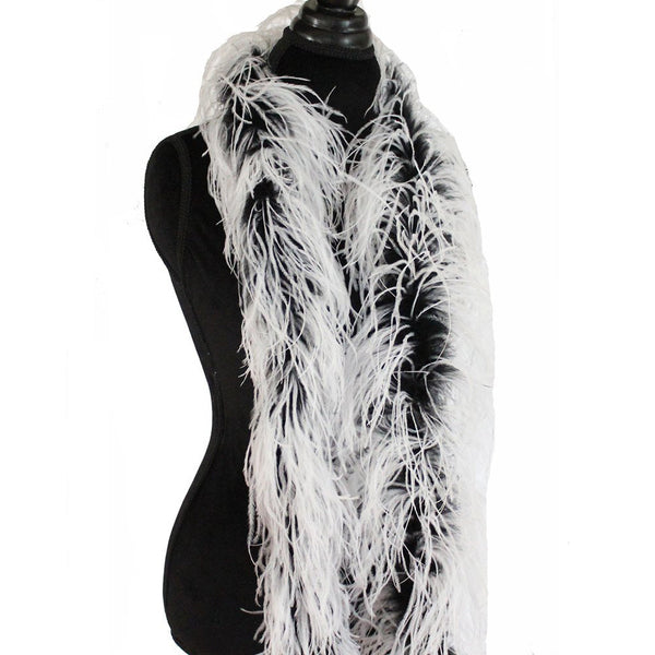 3 ply 72" Black/White Mix Ostrich Feather Boa