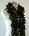 45 Grams Black With Gold Tinsel Chandelle Feather Boa