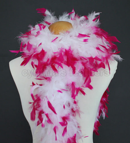 45 Grams White With Hot Pink Tips Chandelle Feather Boa