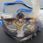 Venetian Mask, Blue Venetian Floral Masquerade Mask 5M3A SKU: 6E61