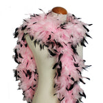 65 Grams Baby Pink With Black Tips Chandelle Feather Boa