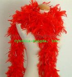 65 Grams Red With Silver Tinsel Chandelle Feather Boa