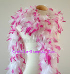 65 Grams White With Hot Pink Tips Chandelle Feather Boa