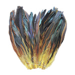 16 Grams (0.6 ozs) 8-10" Half Bronze Yellow Schlappen Coque Rooster Tail Feathers, ~80 pcs