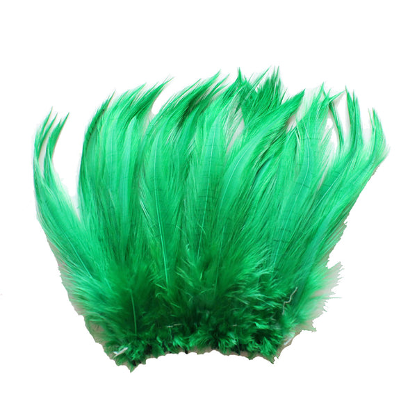 5-7 Emerald Green Rooster Hackle Feathers for Crafting, Headpiece