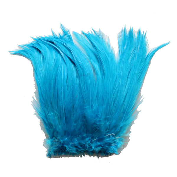 5-7 Aqua Blue Rooster Saddle Feathers for Crafting, Headpiece