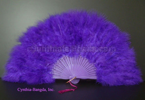 Feather Fan, Purple Marabou Feather Fan 11" x 20"