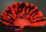 Feather Fan, Red/Black Marabou Feather Fan 11" x 20"