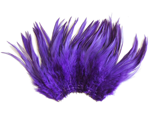 5-7 Purple Rooster Saddle Feathers for Crafting, Headpiece, ~9g