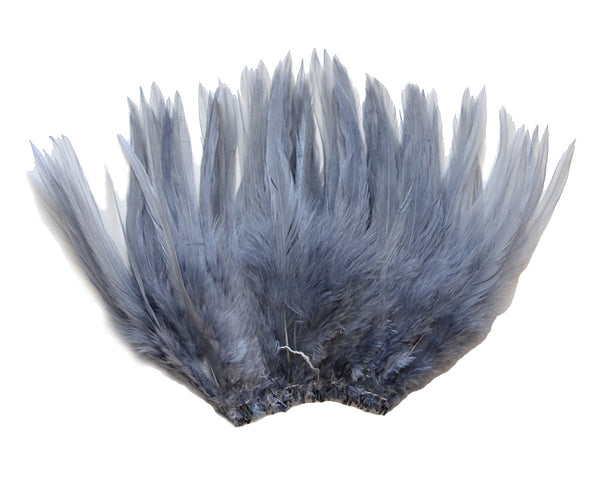 5-7" Silver Gray Rooster Saddle Feathers for Crafting, Headpiece,  ~9g, 0.32Oz