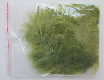 1/4 oz Olive Green  1-3" Turkey Marabou Loose Feathers 50-70 Pieces