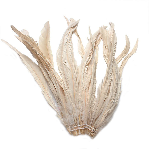 25pcs 10-12" Champagne Bleach-Dyed Rooster Coque Tail Feathers