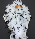 100 Grams White With Black Tips Chandelle Feather Boa