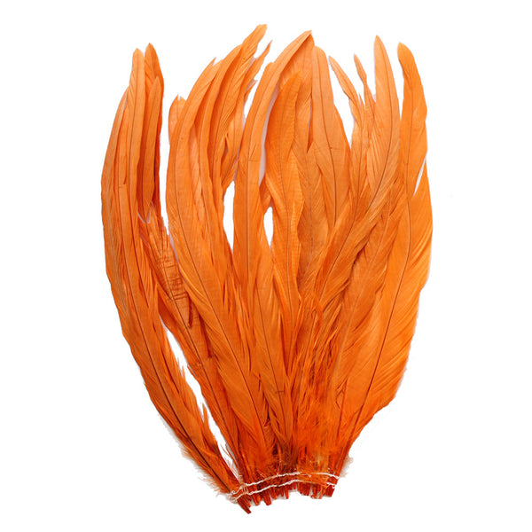 25pcs 12-14" Orange Bleach-Dyed Rooster Coque Tail Feathers