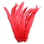 25pcs 14-16" Red Bleach-Dyed Rooster Coque Tail Feathers
