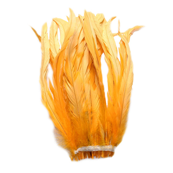 25pcs 10-12" Gold Yellow Bleach-Dyed Rooster Coque Tail Feathers