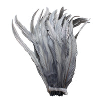 25pcs 10-12" Silver Gray Bleach-Dyed Rooster Coque Tail Feathers