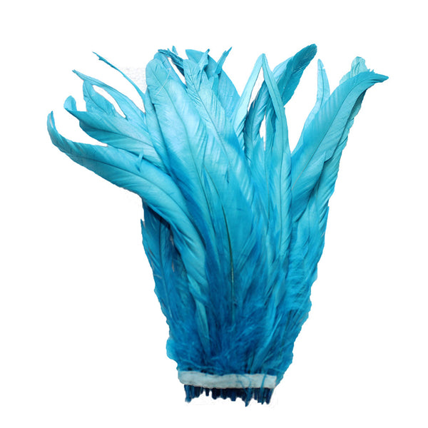 25pcs 10-12" Turquoise Bleach-Dyed Rooster Coque Tail Feathers