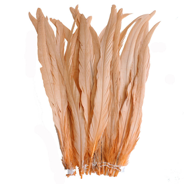 25pcs 14-16" Peach Bleach-Dyed Rooster Coque Tail Feathers
