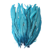 25pcs 14-16" Teal Bleach-Dyed Rooster Coque Tail Feathers