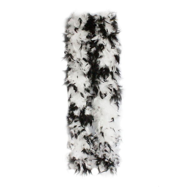 150 Grams White with Black tips Chandelle Feather boa