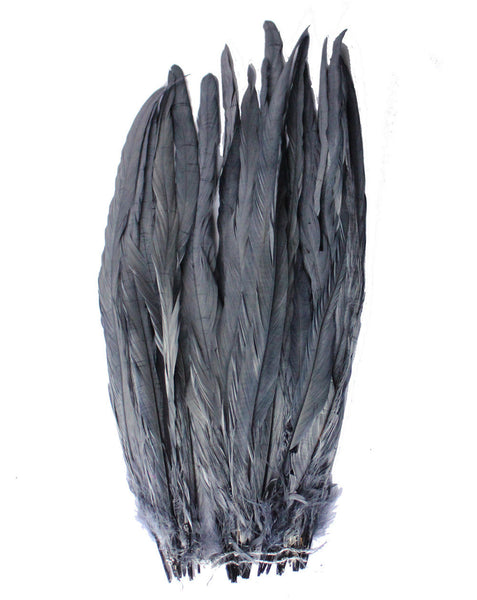 25pcs 16-18" Dark Grey Bleach-Dyed Rooster Coque Tail Feathers