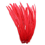 25pcs 16-18" Red Bleach-Dyed Rooster Coque Tail Feathers