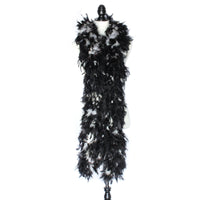 180 Grams White With Black Tips Chandelle Feather Boa