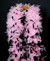 180 Grams Baby Pink With Black Tips Chandelle Feather Boa