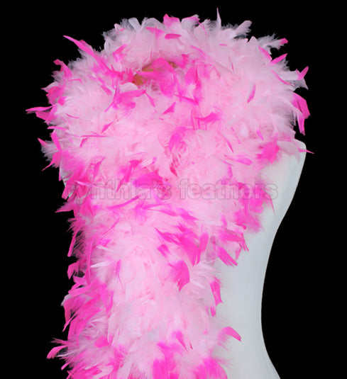 180 Grams Baby Pink With Hot Pink Tips Chandelle Feather Boa