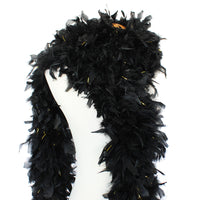 180 Grams Black With Gold Tinsel Chandelle Feather Boa
