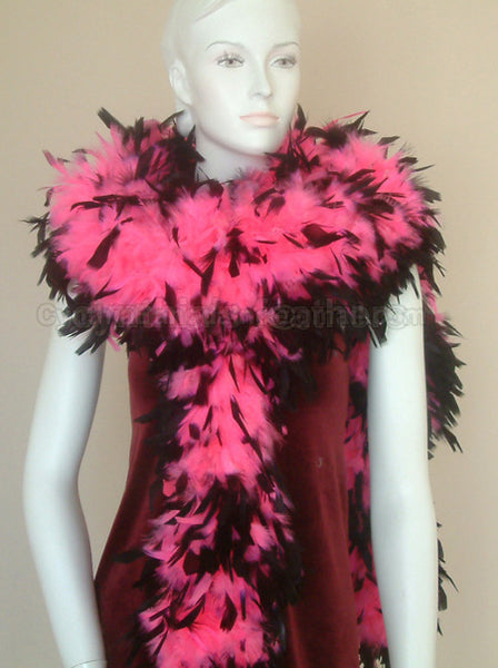 180 Grams Hot Pink With Black Tips Chandelle Feather Boa