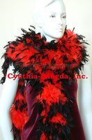 180 Grams Red With Black Tips Chandelle Feather Boa
