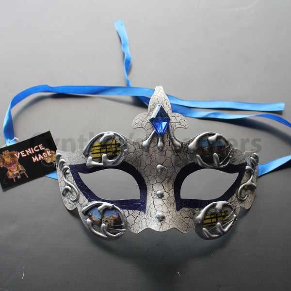 Venetian Mask, Blue  Classic Venetian Masquerade Mask 2Q3A  SKU: 6B11