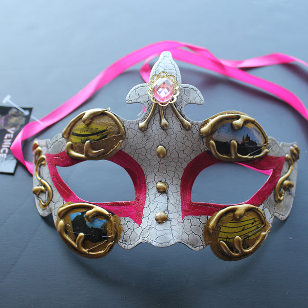 Venetian Mask, Hot Pink  Classic Venetian Masquerade Mask 2Q9A  SKU: 6B21