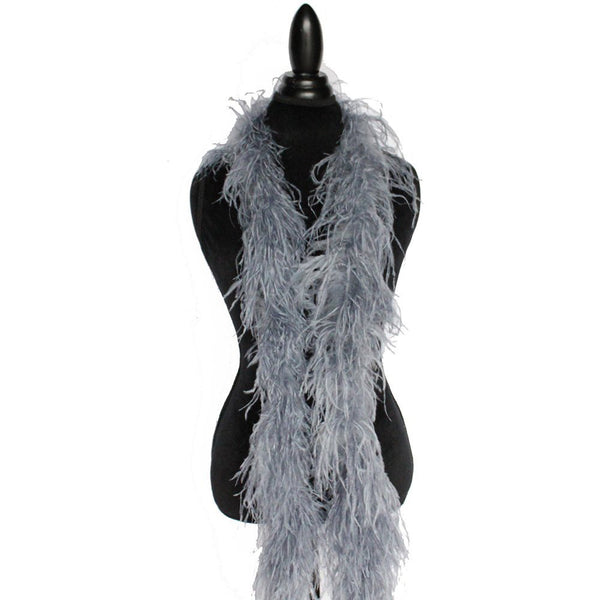 2 ply 72" Silver Grey Ostrich Feather Boa