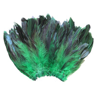 20 Grams (0.7 oz) 4-6" Half Bronze Emerald Green Schlappen Coque Rooster Tail Feathers, ~200 pcs