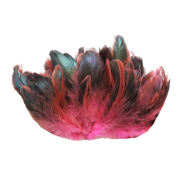 20 Grams (0.7 oz) 4-6" Half Bronze Hot Pink Schlappen Coque Rooster Tail Feathers, ~200 pcs