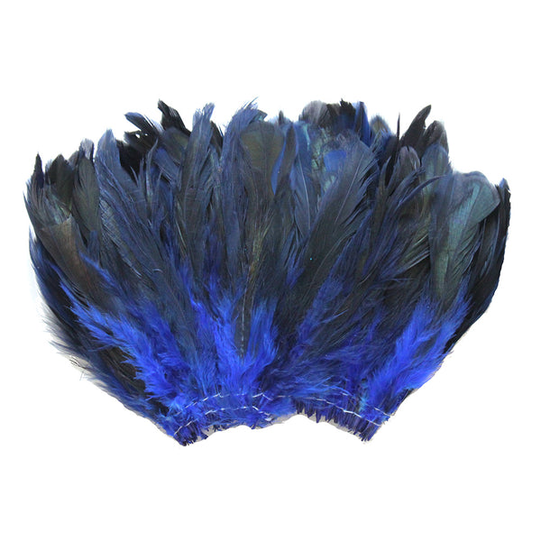 20 Grams (0.7 oz) 4-6" Half Bronze Royal Blue Schlappen Coque Rooster Tail Feathers, ~200 pcs