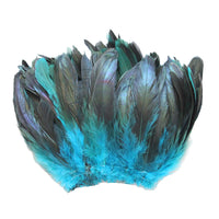 20 Grams (0.7 oz) 4-6" Half Bronze Turquoise Schlappen Coque Rooster Tail Feathers, ~200 pcs