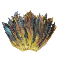 20 Grams (0.7 oz) 4-6" Half Bronze Yellow Schlappen Coque Rooster Tail Feathers, ~200 pcs