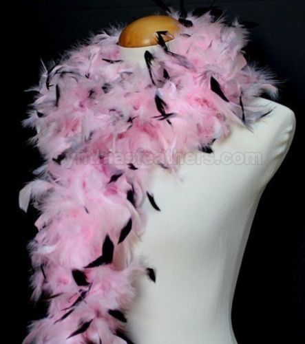 45 Grams Baby Pink With Black Tips Chandelle Feather Boa