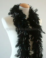 45 Grams Black with Silver Tinsel Chandelle Feather Boa