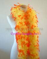45 Grams Yellow With Orange Tips Chandelle Feather Boa
